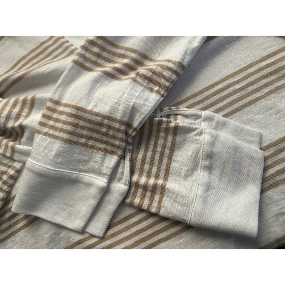 MERSEA Amelia Striped Cuffed Long Sleeve Tee Sz OS 100% Cotton Tunic Top Neutral - Picture 9 of 10
